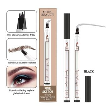 Niyenabeauty Black Suya Dayanıklı Asansörsüz Mikro Kaş Kalemi Siyah