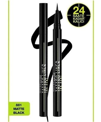 Maybelline New York Tattoo 01 Mat Siyah İnce Uçlu Kalem Eyeliner