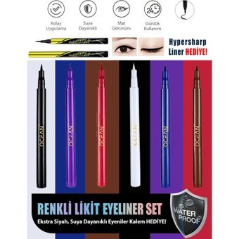 Ocean Suya Dayanıklı Mat Çok Renkli Kalıcı İnce Uçlu Likit Eyeliner