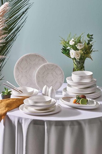 Neva Hera Elegans 28 Parça 6 Kişilik Bone China Yuvarlak Yemek Takımı