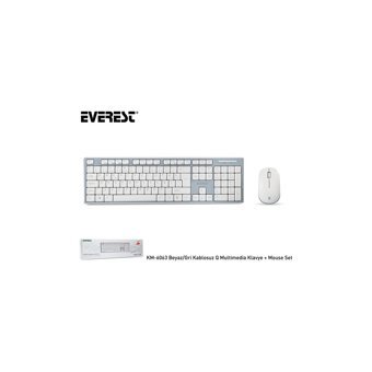 Everest KM-6063 Beyaz Kablosuz Klavye Mouse Seti