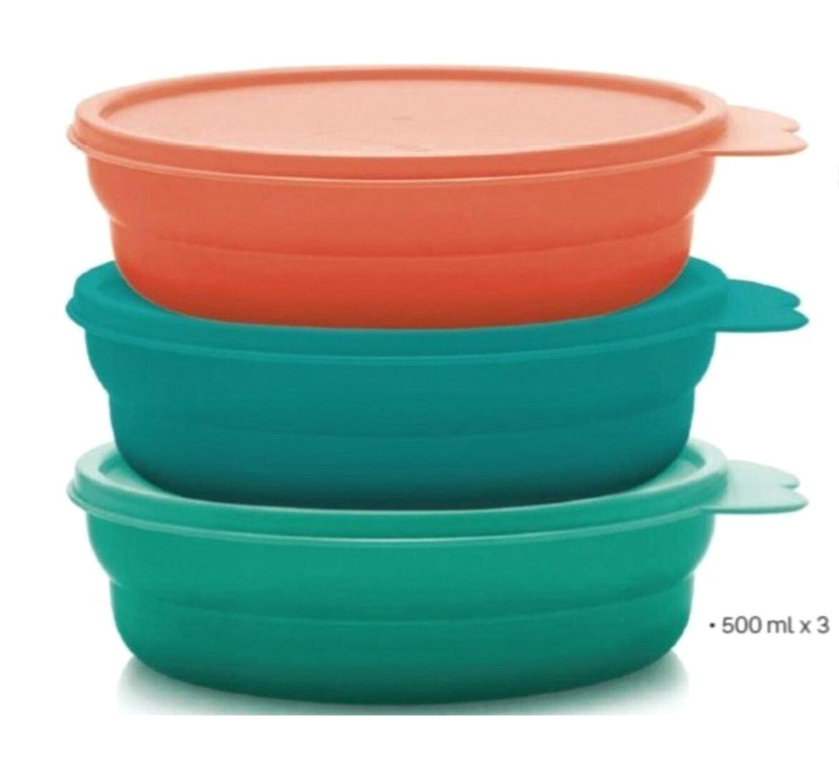 Tupperware 3 Parça Oval Plastik Saklama Kabı 500 ml