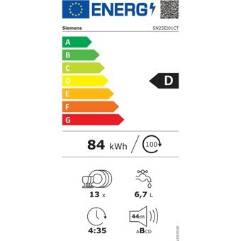 Siemens iQ500 SN25EI01CT 7 Programlı D Enerji Sınıfı 13 Kişilik Wifili Çekmeceli İnox Solo Bulaşık Makinesi