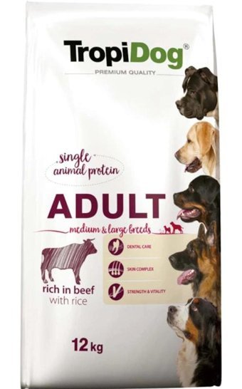 Tropidog Biftekli-Pirinçli Yetişkin Kuru Köpek Maması 12 kg