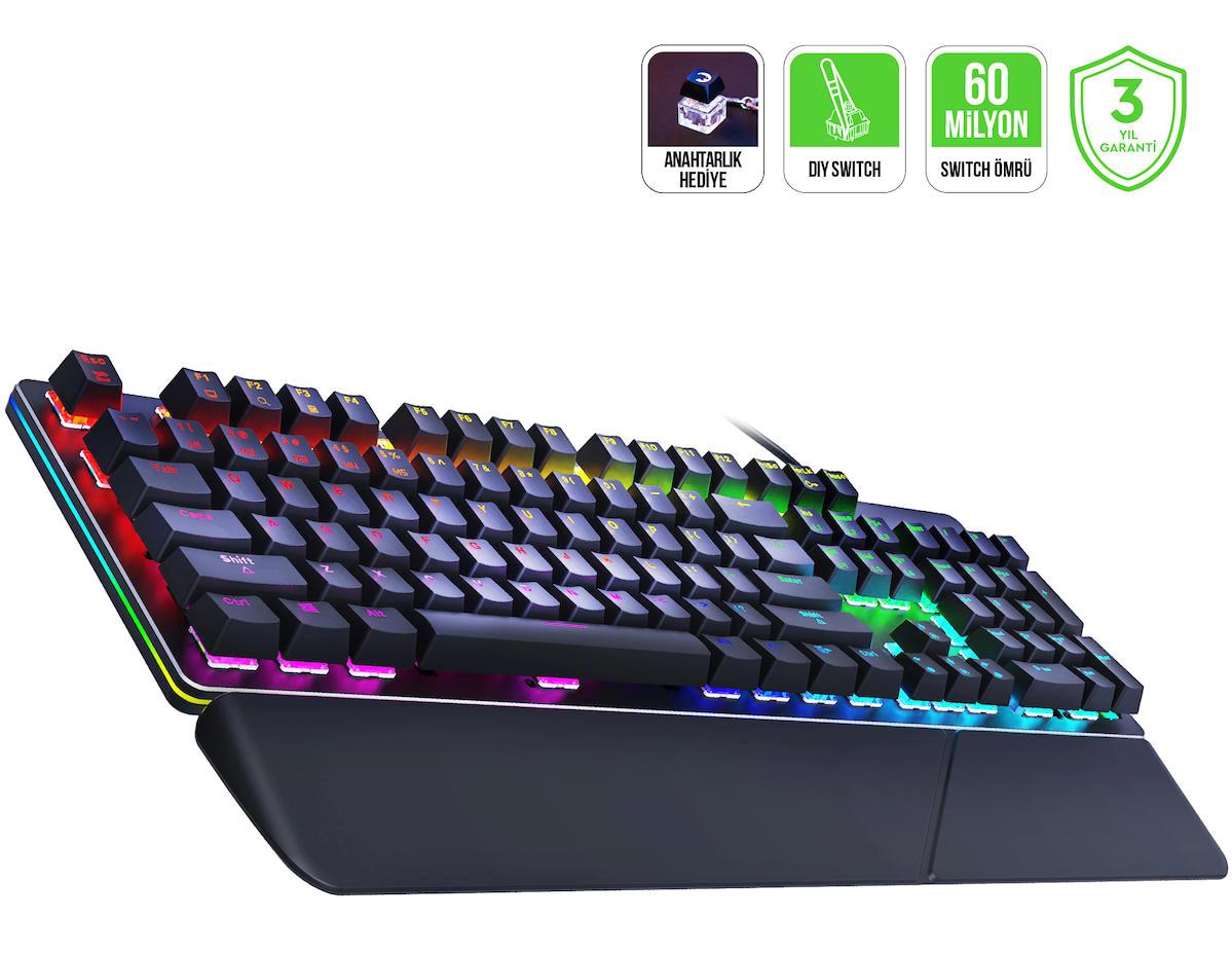 Gamepower Calypso V2 Q RGB Red Switch Siyah Mekanik Gaming Klavye