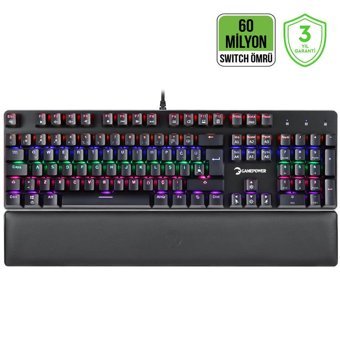 Gamepower Ogre Rainbow 60M Türkçe RGB Red Switch Kablolu Siyah Mekanik Gaming Klavye