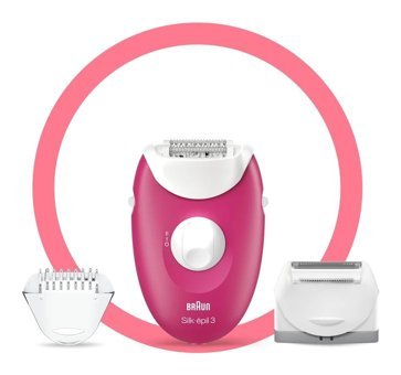 Braun Silk Epil 3 3410 Kablolu 3 Ek Parçalı Epilasyon Aleti Pembe