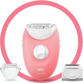 Braun Silk Epil 3 3277 Smartlight 2 Hız Ayarı Kablolu Epilatör Pembe