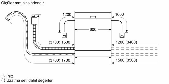 Bosch SGS4EKI60T 6 Programlı E Enerji Sınıfı 12 Kişilik Wifili Çekmeceli İnox Solo Bulaşık Makinesi