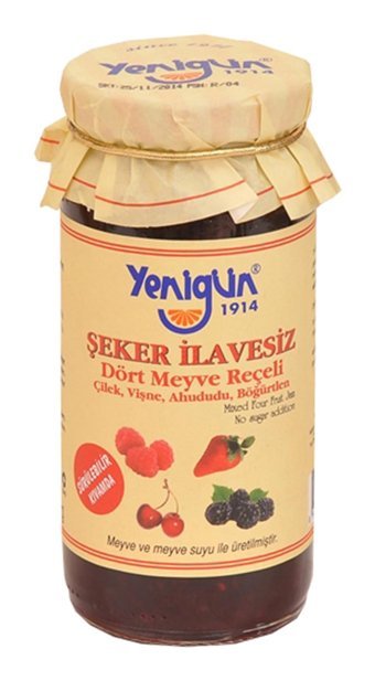 Yenigün Şeker İlavesiz Dört Meyve Reçeli 290 gr