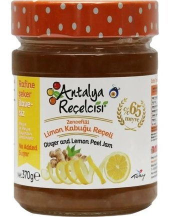 Antalya Reçelcisi Şeker İlavesiz Zencefilli Limon Kabuğu Reçeli 370 gr