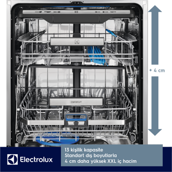 Electrolux EEM48321L MaxiFlex 8 Programlı D Enerji Sınıfı 13 Kişilik Cam Kapaklı Akıllı Wifili Çekmeceli İnox Ankastre Bulaşık Makinesi