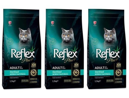 Reflex Plus Somonlu Kısırlaştırılmış Yetişkin Kuru Kedi Maması 3x1.5 kg