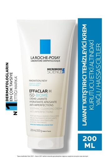 La Roche-Posay Effaclar H Isobiome Yağlı Ciltler İçin Yüz Temizleyici Krem 200 ml