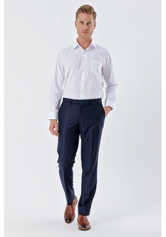 İmza Yan Cepli Comfort Fit Rahat Kesim Klasik Pantolon 1003235151-Lacivert 44