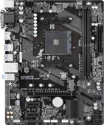 Gigabyte GA-A320M-S2H A320 AM4 Soket DDR4 3200 Mhz Micro ATX Masaüstü Bilgisayar AMD Uyumlu Anakart