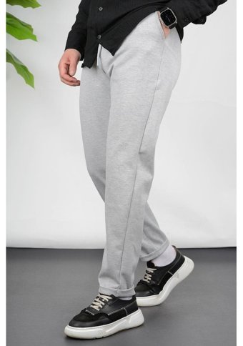 Edwoxmen Erkek Double Paça Beli Lastikli Relax Fit Jogger Pantolon Gri Edw036-Gri S