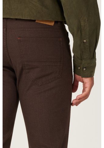 Ac&Co / Altınyıldız Classics Erkek Kahverengı Slim Fit Dar Kesim 5 Cepli Desenli Esnek Pantolon 46