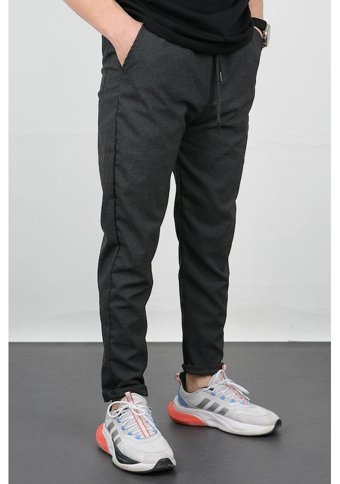 Edwoxmen Erkek Slim Fit Beli Lastikli Double Paça Kalın Kumaş Jogger Pantolon Antrasit Edw072 L