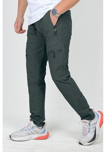 Edwoxmen Erkek Slim Fit Cepli Beli Lastikli Paraşüt Kumaş Spor Pantolon Füme Edw023 36