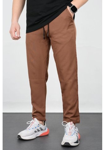 Edwoxmen Erkek Slim Fit Beli Lastikli Double Paça Jogger Pantolon Kahverengi Edw073-Kahverengi 2Xl