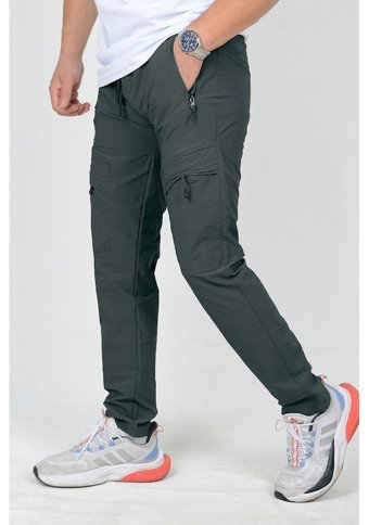 Edwoxmen Erkek Slim Fit Cepli Beli Lastikli Paraşüt Kumaş Spor Pantolon Füme Edw023 38