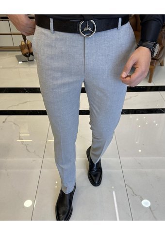 Terziademaltun İtalyan Stil Slim Fit Erkek Kumaş Pantolon Gri T4254-Gri 32