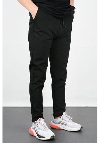 Edwoxmen Erkek Slim Fit Beli Lastikli Double Paça Kalın Kumaş Jogger Pantolon Siyah Edw072 2Xl