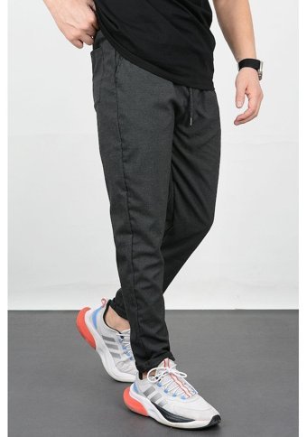 Edwoxmen Erkek Slim Fit Beli Lastikli Double Paça Kalın Kumaş Jogger Pantolon Antrasit Edw072 2Xl