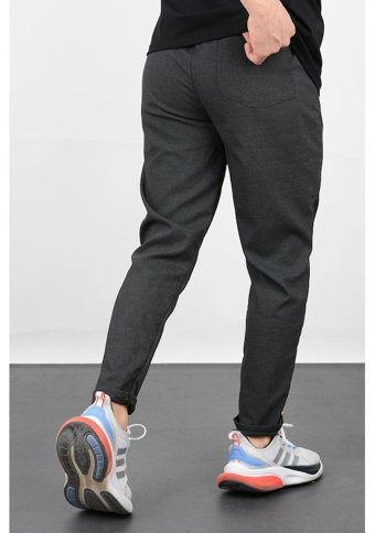 Edwoxmen Erkek Slim Fit Beli Lastikli Double Paça Kalın Kumaş Jogger Pantolon Antrasit Edw072 2Xl