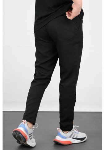 Edwoxmen Erkek Slim Fit Beli Lastikli Double Paça Jogger Pantolon Siyah Edw073 L