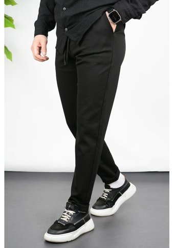 Edwoxmen Erkek Double Paça Beli Lastikli Relax Fit Jogger Pantolon Siyah Edw036-Siyah S