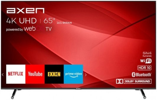 Axen AX65FIL240 65 inç 4K Ultra HD 164 Ekran Çerçevesiz Flat Uydu Alıcılı Smart Led Webos Televizyon