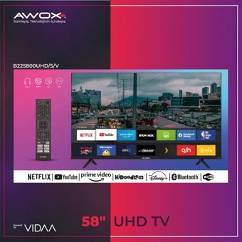 Awox B225800UHD/S/V 58 inç 4K Ultra HD 146 Ekran Çerçevesiz Flat Uydu Alıcılı Smart Led VIDAA Televizyon