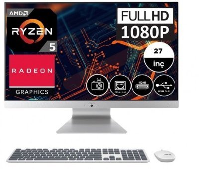 Asus M3700WYAK-AWA023MP12 Dahili Radeon Graphics Ekran Kartlı AMD Ryzen 5 5625U 32 GB Ram DDR4 2 TB SSD 27 inç Full HD Windows 11 Pro All in One Bilgisayar