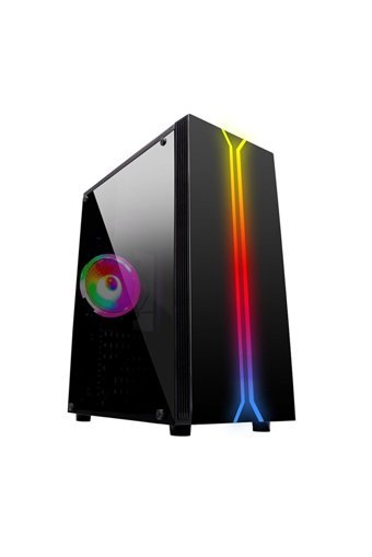 Turbox Larnean X310B RGB Sıvı Soğutmalı 1 Fanlı Siyah Dikey Kullanım Mid Tower Oyuncu Bilgisayar Kasası