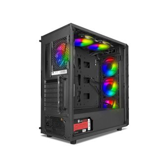 Power Boost X59RGB RGB Mesh Sıvı Soğutmalı 6 Fanlı Siyah Dikey Kullanım Mid Tower Oyuncu Bilgisayar Kasası