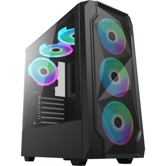 Gameforce Cold 6X120MM RGB Mesh Sıvı Soğutmalı 6 Fanlı Siyah Dikey Kullanım Mid Tower Oyuncu Bilgisayar Kasası