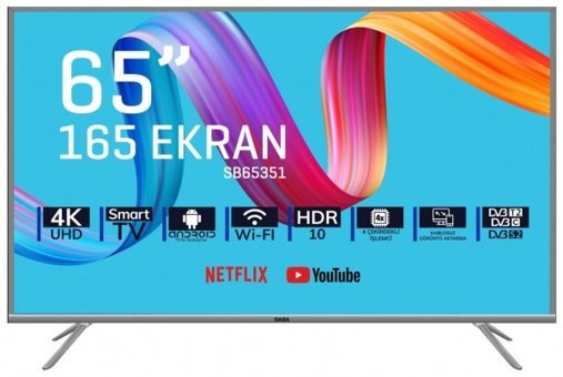 Saba SB65351 65 inç 4K Ultra HD 164 Ekran Çerçevesiz Flat Uydu Alıcılı Smart Led Android Televizyon