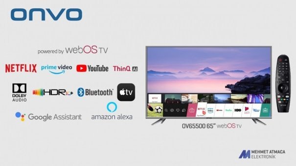 Onvo OV65500 65 inç 4K Ultra HD 164 Ekran Çerçevesiz Flat Uydu Alıcılı Smart Led Webos Televizyon