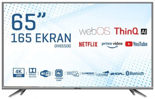 Onvo OV65500 65 inç 4K Ultra HD 164 Ekran Çerçevesiz Flat Uydu Alıcılı Smart Led Webos Televizyon